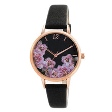 Load image into Gallery viewer, Causal Watches Women Ladies PU Leather Band Flower Pattern Round Case Quartz Wrist Watch relogio feminino zegarek damski